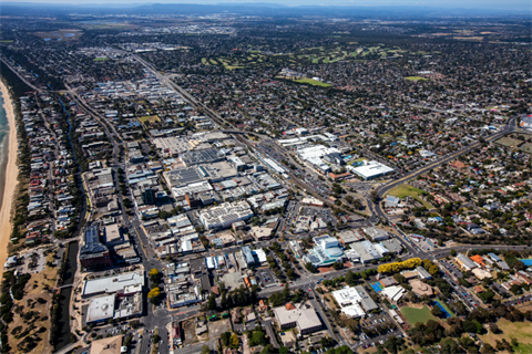 Drone shot of Frankston City from above