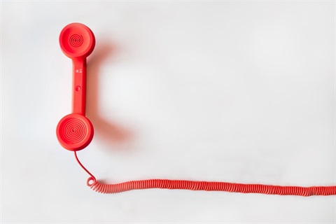 red corded phone