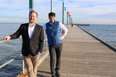 Mayor Kris Bolam with Paul Edbrooke at Frankston Pier