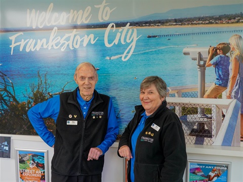 Volunteers Roy and Ann at Visitor information centre