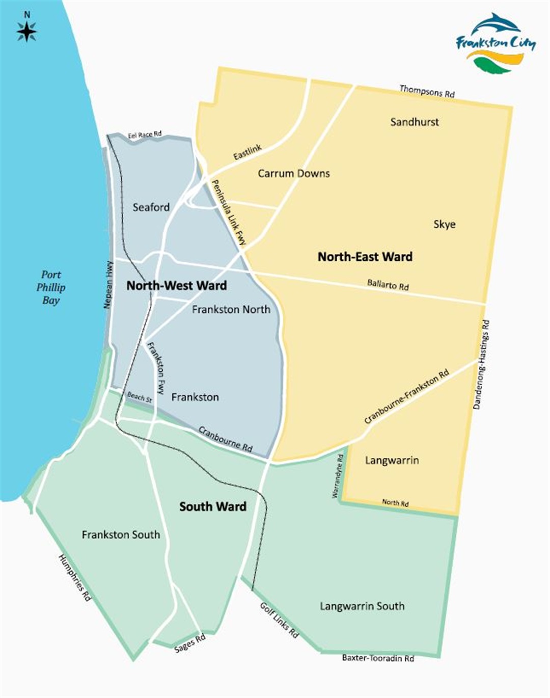 Map Of Frankston And Surrounding Suburbs Electoral Wards - Frankston City Council